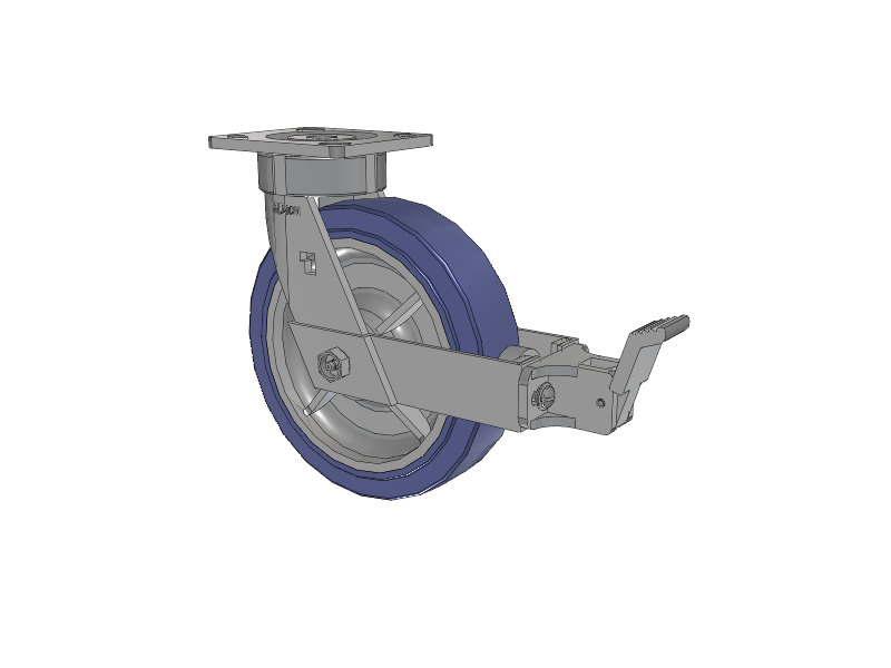 18 Series Top Plate Swivel Caster with 8 x 2 Blue HF - HydroTech (Flat) Wheel and Face Brake