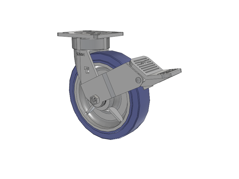 18 Series Top Plate Swivel Caster with 8 x 2 Blue HF - HydroTech (Flat) Wheel and Face Brake