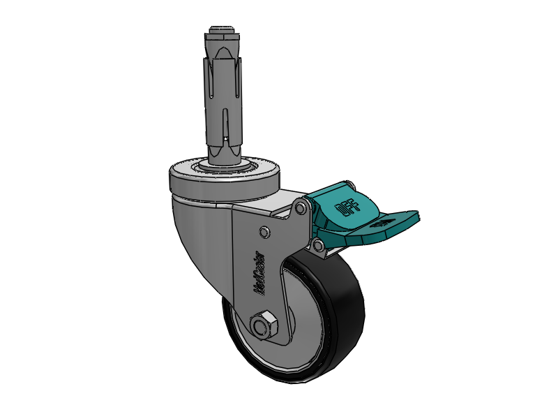Stainless Steel Hospital Round Nylon Expanding Adapters Caster with 3 x 1.25 Polyurethane TPU Wheel Directional Lock