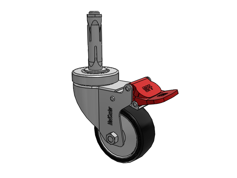 Stainless Steel Hospital Round Nylon Expanding Adapters Caster with 3 x 1.25 Polyurethane TPU Wheel Total Lock