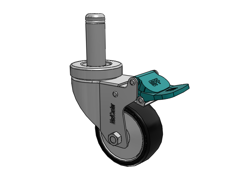 Stainless Steel Hospital Grip Ring Stem Caster with 3 x 1.25 Polyurethane TPU Wheel and Directional Lock Brake