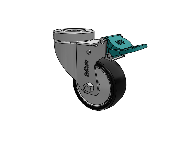 Stainless Steel Hospital Hollow Kingpin Swivel Caster with 3 x 1.25 Polyurethane TPU Wheel and Directional Lock Brake