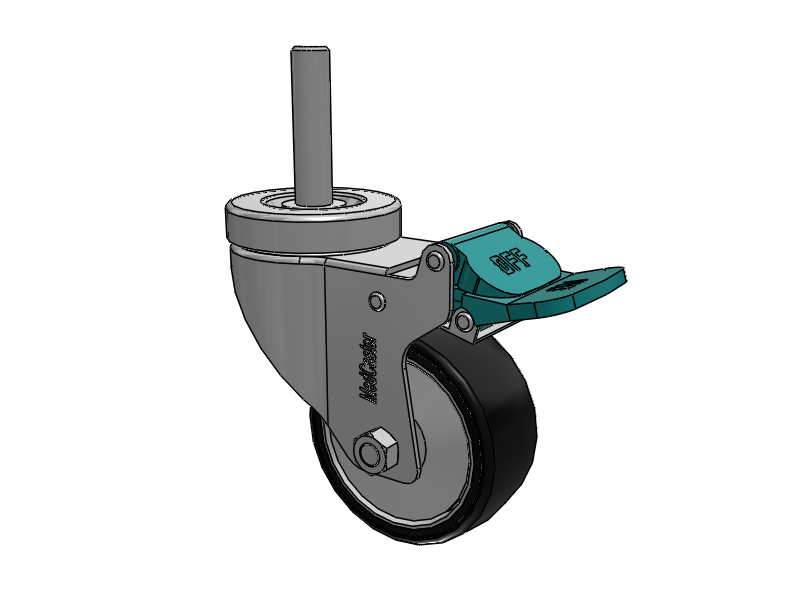 Stainless Steel Hospital Threaded Stem Caster with 3 x 1.25 Polyurethane TPU Wheel and Directional Lock Brake
