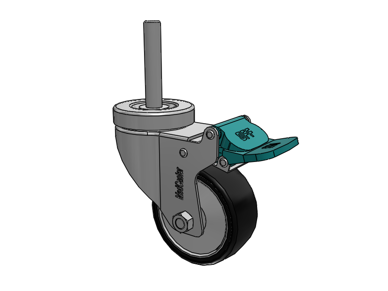 Stainless Steel Hospital Threaded Stem Caster with 3 x 1.25 Polyurethane TPU Wheel and Directional Lock Brake