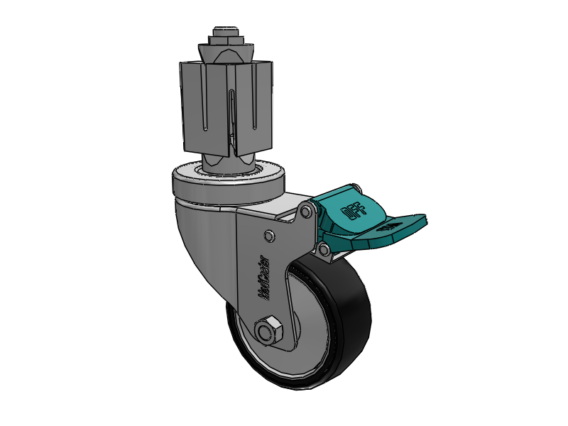 Stainless Steel Hospital Square Nylon Expanding Adapters Caster with 3 x 1.25 Polyurethane TPU Wheel Directional Lock