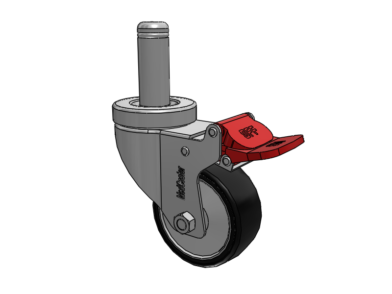 Stainless Steel Hospital Grip Ring Stem Caster with 3 x 1.25 Polyurethane TPU Wheel and Total Lock Brake