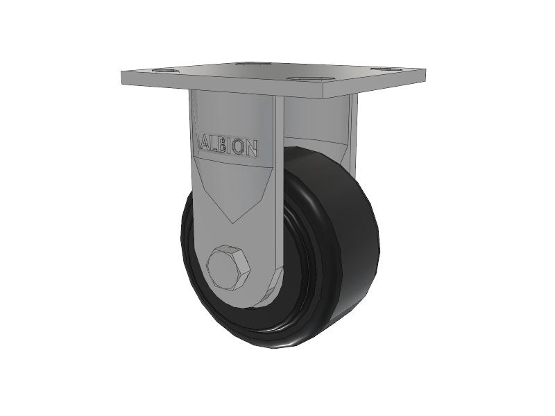 18 Series Top Plate Rigid Caster with 4 x 2 Black Polymer NX - Trionix High Impact Polymer Wheel