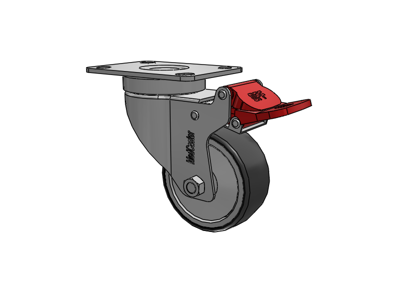 Stainless Steel Hospital Top Plate Swivel Caster with 3 x 1.25 Thermoplastic Rubber Wheel and Total Lock Brake