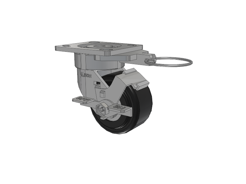 18 Series Top Plate Swivel Caster with 4 x 2 Black Polymer NX - Trionix High Impact Polymer Wheel and Face Brake