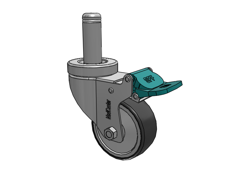 Stainless Steel Hospital Grip Ring Stem Caster with 3 x 1.25 Thermoplastic Rubber Wheel and Directional Lock Brake