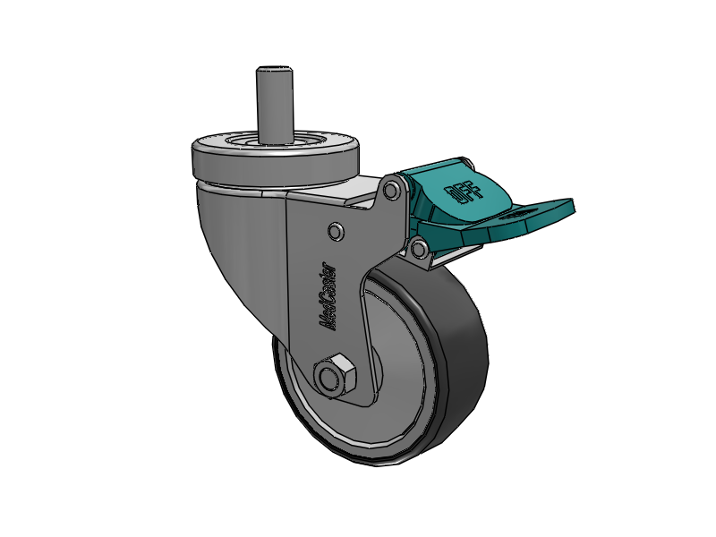 Stainless Steel Hospital Threaded Stem Caster with 3 x 1.25 Thermoplastic Rubber Wheel and Directional Lock Brake