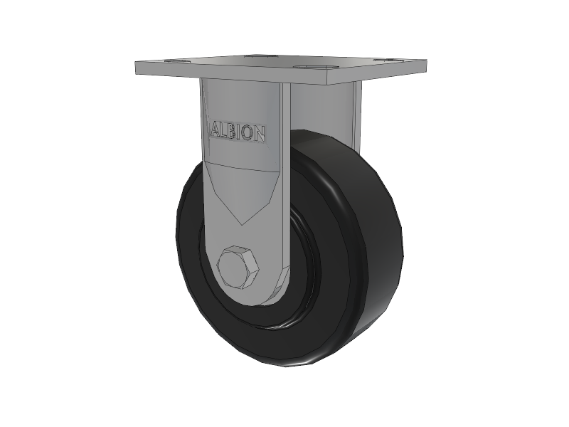 18 Series Top Plate Rigid Caster with 5 x 2 Black Polymer NX - Trionix High Impact Polymer Wheel
