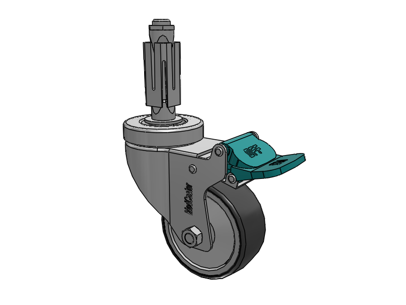 Stainless Steel Hospital Square Nylon Expanding Adapters Caster with 3 x 1.25 Thermoplastic Rubber Wheel Directional Lock