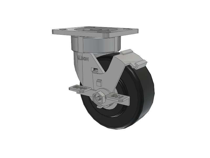 18 Series Top Plate Swivel Caster with 5 x 2 Black Polymer NX - Trionix High Impact Polymer Wheel and Face Brake