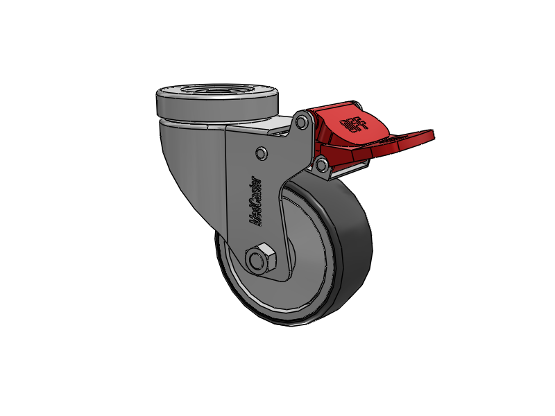 Stainless Steel Hospital Hollow Kingpin Caster with 3 x 1.25 Thermoplastic Rubber Wheel and Total Lock Brake