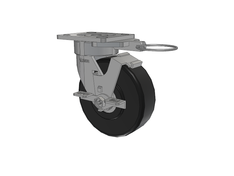 18 Series Top Plate Swivel Caster with 6 x 2 Black Polymer NX - Trionix High Impact Polymer Wheel and Face Brake
