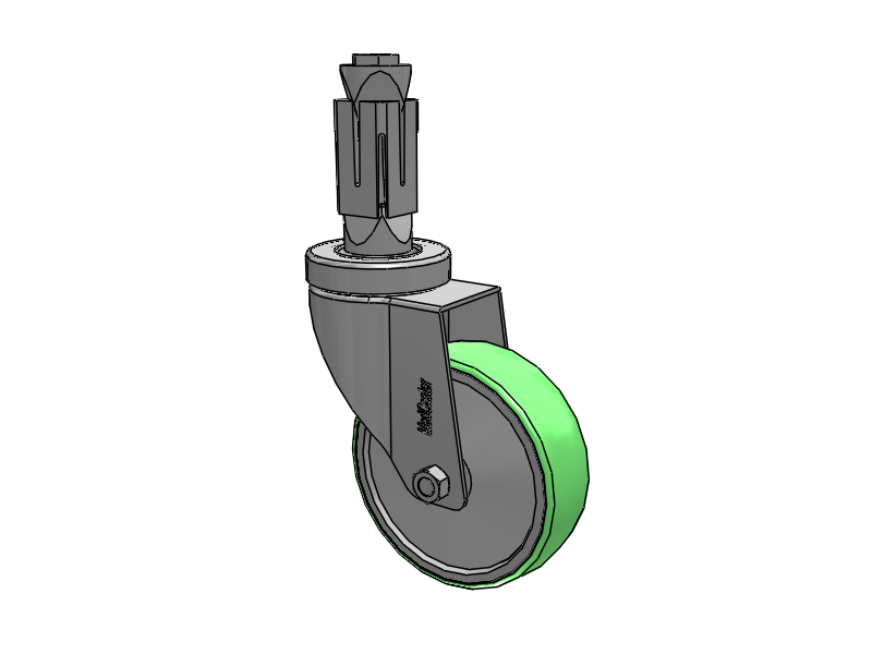 Stainless Steel Hospital Square Nylon Expanding Adapters Caster with 4 x 1.25 Antimicrobial Rubber Wheel