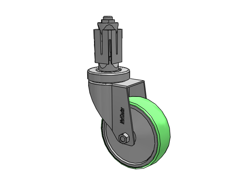 Stainless Steel Hospital Square Nylon Expanding Adapters Caster with 4 x 1.25 Antimicrobial Rubber Wheel