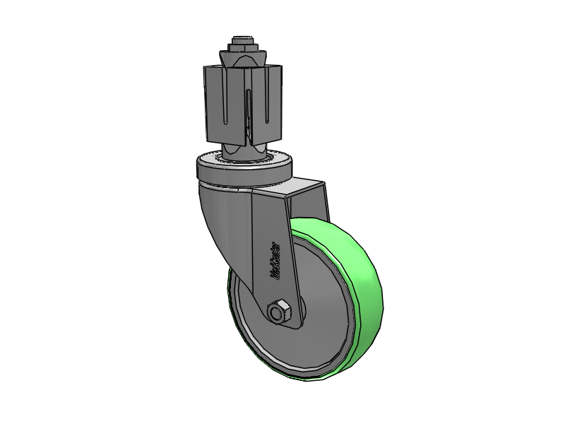 Stainless Steel Hospital Square Nylon Expanding Adapters Caster with 4 x 1.25 Antimicrobial Rubber Wheel