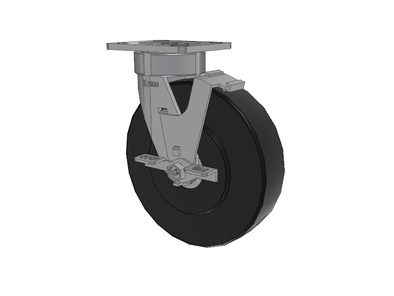 18 Series Top Plate Swivel Caster with 8 x 2 Black Polymer NX - Trionix High Impact Polymer Wheel and Face Brake
