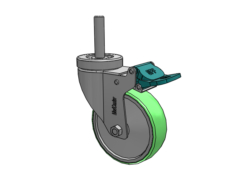 Stainless Steel Hospital Threaded Stem Caster with 4 x 1.25 Antimicrobial Rubber Wheel and Directional Lock Brake
