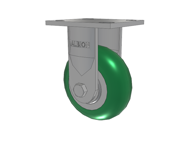 18 Series Top Plate Rigid Caster with 5 x 2 Green Tread on Aluminum Core PM - Round Polyurethane (Aluminum Core) Wheel