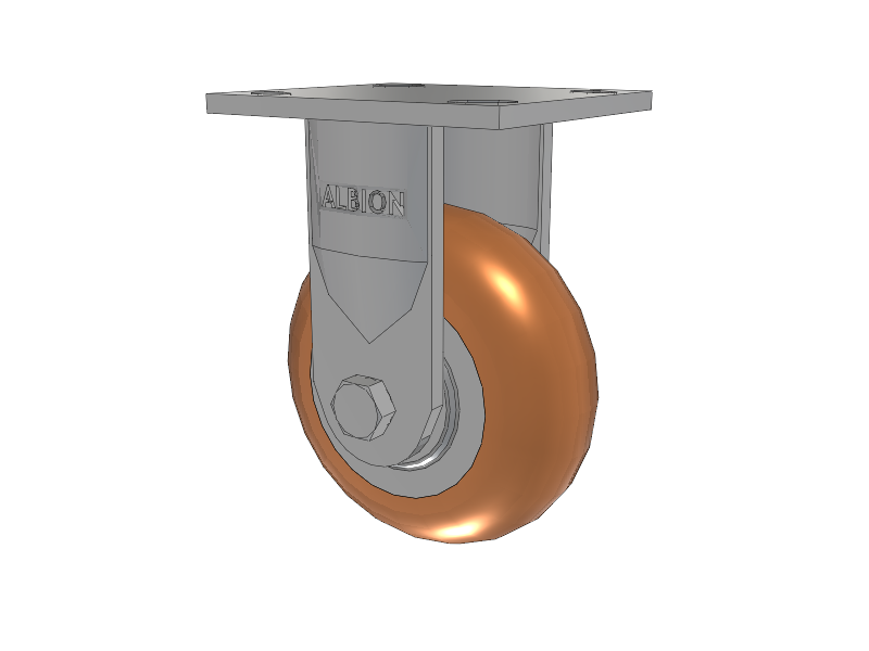 18 Series Top Plate Rigid Caster with 5 x 2 Butterscotch Tread on Aluminum Core PM - Round Polyurethane (Aluminum Core) Wheel