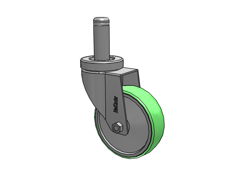 Stainless Steel Hospital Grip Ring Stem Caster with 4 x 1.25 Antimicrobial Rubber Wheel