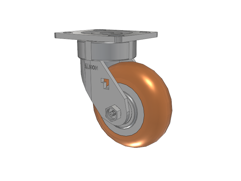18 Series Top Plate Swivel Caster with 5 x 2 Butterscotch Tread on Aluminum Core PM - Round Polyurethane (Aluminum Core) Wheel
