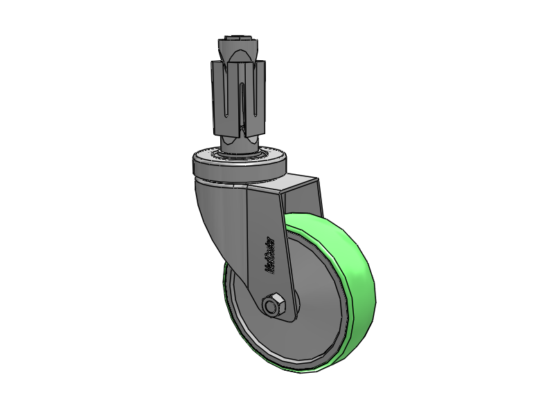 Stainless Steel Hospital Square Nylon Expanding Adapters Caster with 4 x 1.25 Antimicrobial Rubber Wheel