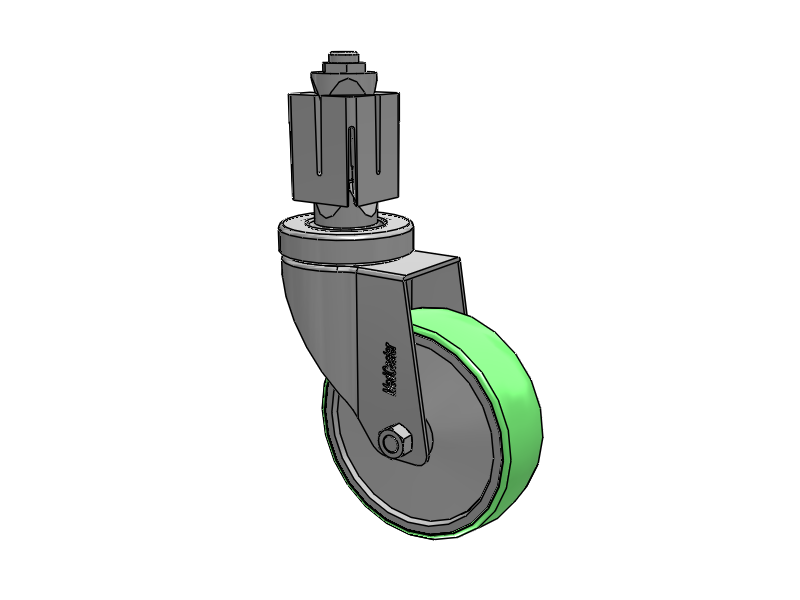 Stainless Steel Hospital Square Nylon Expanding Adapters Caster with 4 x 1.25 Antimicrobial Rubber Wheel