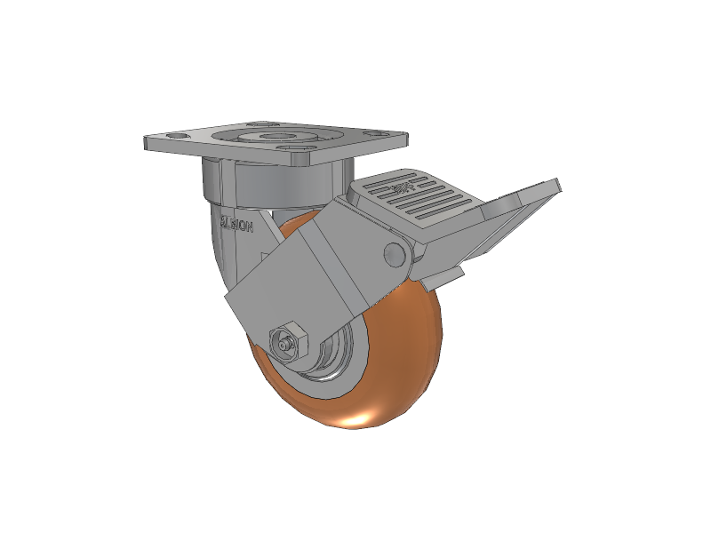 18 Series Top Plate Swivel Caster with 5 x 2 Butterscotch Tread on Aluminum Core PM - Round Polyurethane (Aluminum Core) Wheel and Face Brake