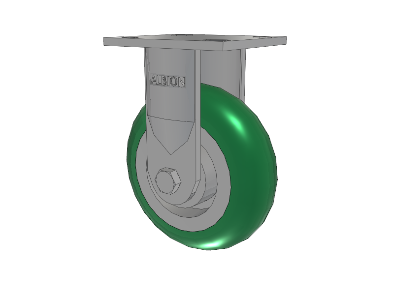 18 Series Top Plate Rigid Caster with 6 x 2 Green Tread on Aluminum Core PM - Round Polyurethane (Aluminum Core) Wheel