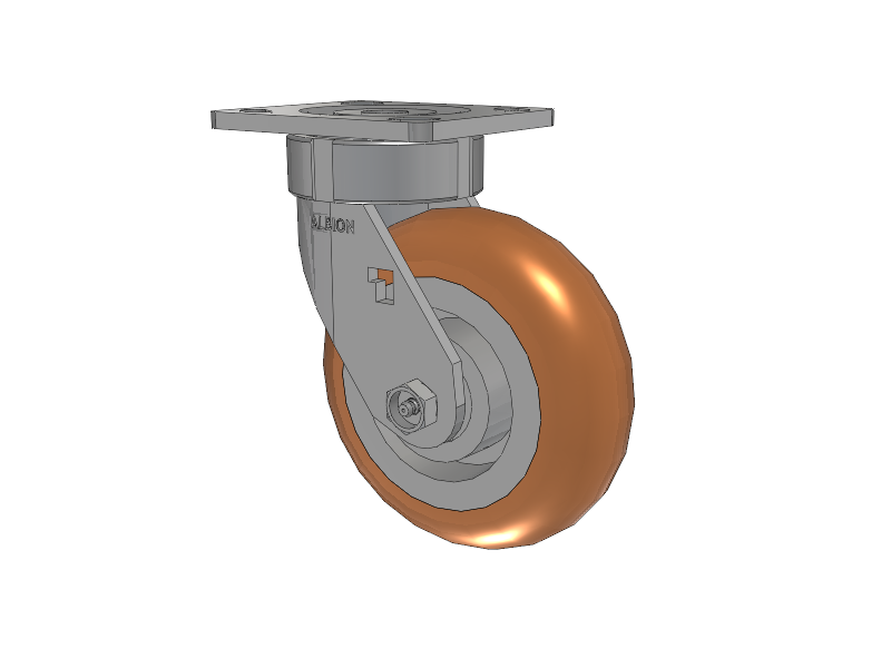 18 Series Top Plate Swivel Caster with 6 x 2 Butterscotch Tread on Aluminum Core PM - Round Polyurethane (Aluminum Core) Wheel