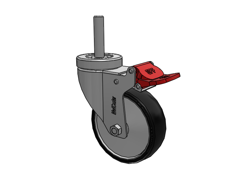 Stainless Steel Hospital Threaded Stem Caster with 4 x 1.25 Polyurethane TPU Wheel and Total Lock Brake