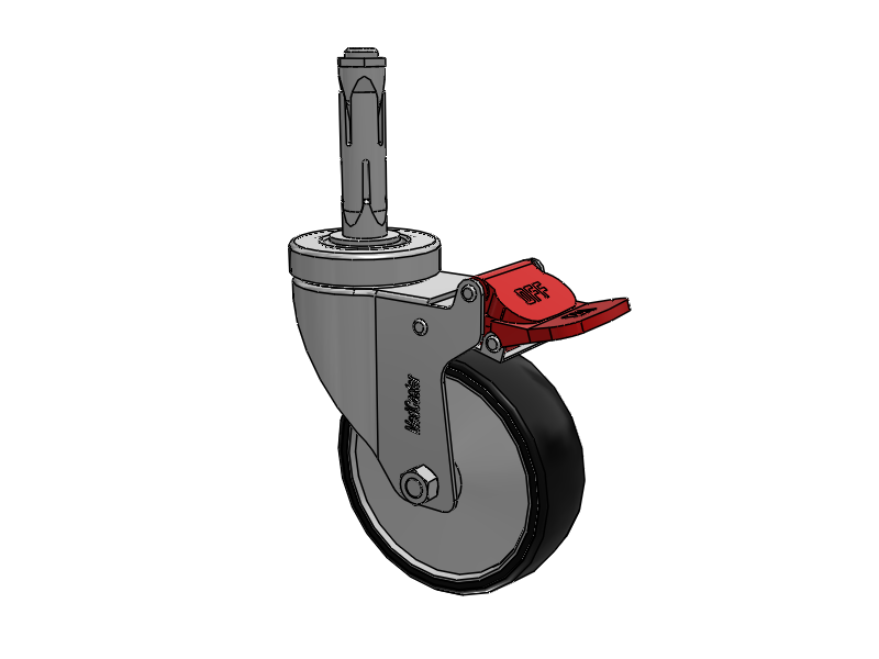 Stainless Steel Hospital Round Nylon Expanding Adapters Caster with 4 x 1.25 Polyurethane TPU Wheel Total Lock