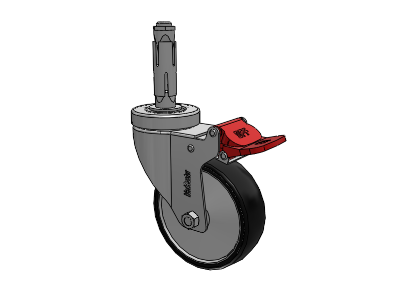 Stainless Steel Hospital Round Nylon Expanding Adapters Caster with 4 x 1.25 Polyurethane TPU Wheel Total Lock