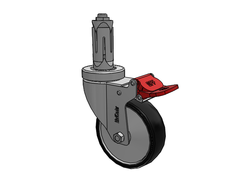Stainless Steel Hospital Round Nylon Expanding Adapters Caster with 4 x 1.25 Polyurethane TPU Wheel Total Lock