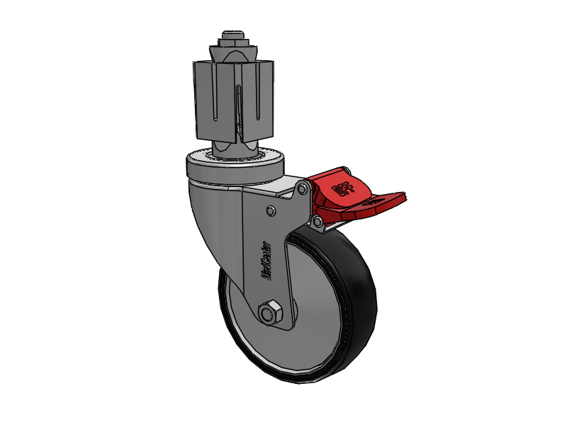 Stainless Steel Hospital Square Nylon Expanding Adapters Caster with 4 x 1.25 Polyurethane TPU Wheel Total Lock