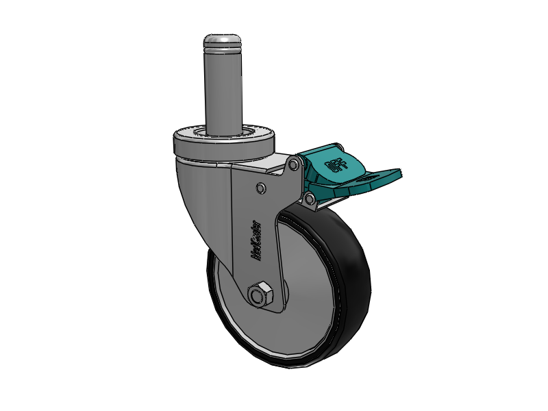 Stainless Steel Hospital Grip Ring Stem Caster with 4 x 1.25 Polyurethane TPU Wheel and Directional Lock Brake