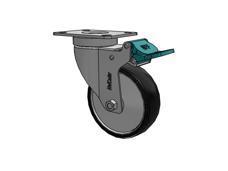 Stainless Steel Hospital Top Plate Swivel Caster with 4 x 1.25 Polyurethane TPU Wheel and Directional Lock Brake