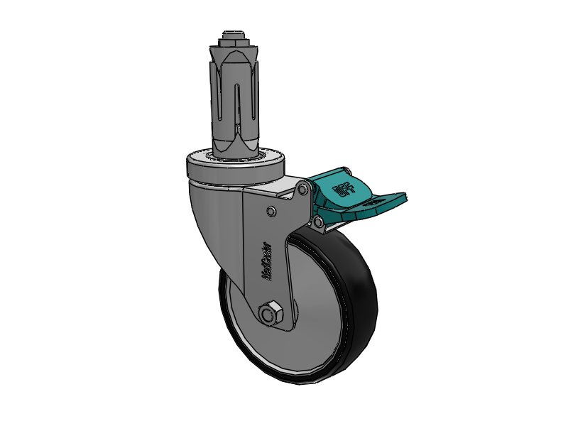 Stainless Steel Hospital Round Nylon Expanding Adapters Caster with 4 x 1.25 Polyurethane TPU Wheel Directional Lock