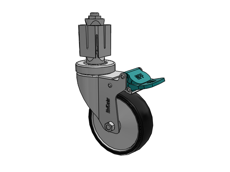 Stainless Steel Hospital Square Nylon Expanding Adapters Caster with 4 x 1.25 Polyurethane TPU Wheel Directional Lock