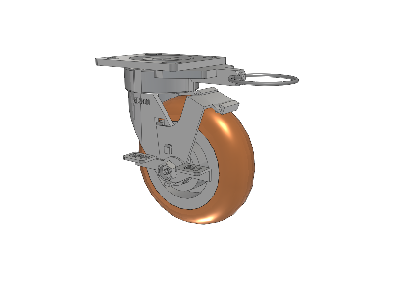 18 Series Top Plate Swivel Caster with 6 x 2 Butterscotch Tread on Aluminum Core PM - Round Polyurethane (Aluminum Core) Wheel and Face Brake