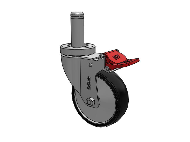 Stainless Steel Hospital Grip Ring Stem Caster with 4 x 1.25 Polyurethane TPU Wheel and Total Lock Brake