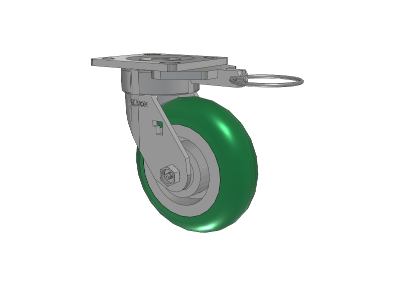 18 Series Top Plate Swivel Caster with 6 x 2 Green Tread on Aluminum Core PM - Round Polyurethane (Aluminum Core) Wheel