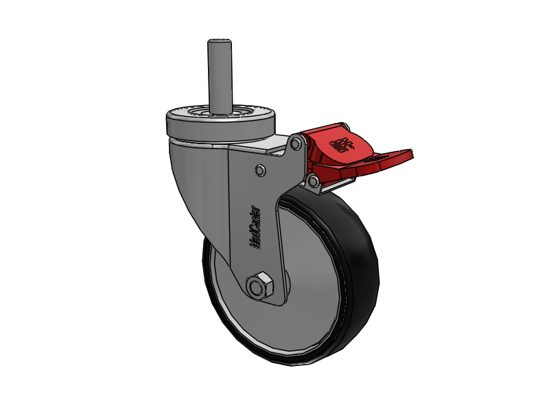 Stainless Steel Hospital Threaded Stem Caster with 4 x 1.25 Polyurethane TPU Wheel and Total Lock Brake