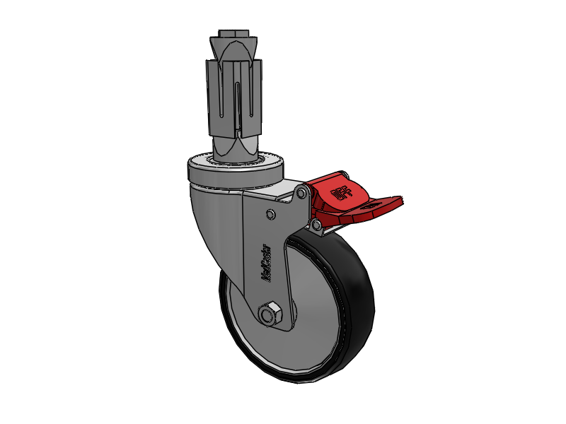 Stainless Steel Hospital Square Nylon Expanding Adapters Caster with 4 x 1.25 Polyurethane TPU Wheel Total Lock