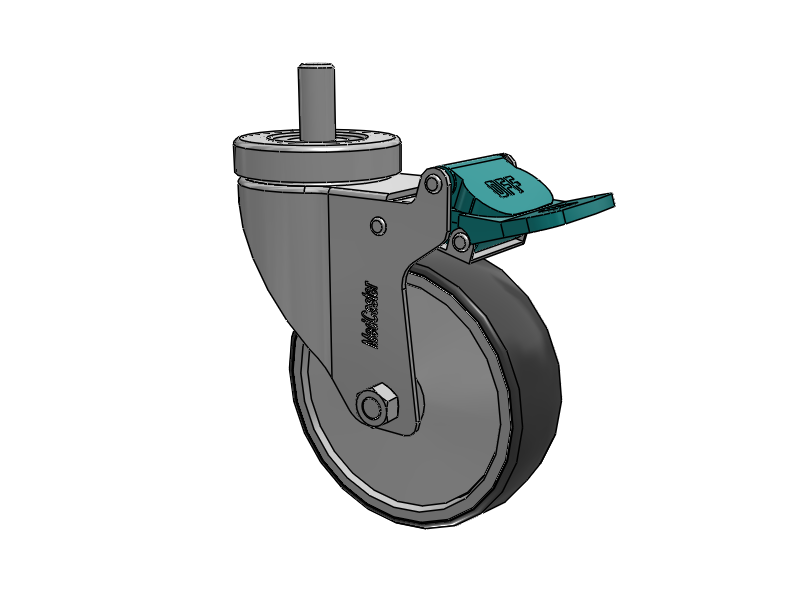 Stainless Steel Hospital Threaded Stem Caster with 4 x 1.25 Thermoplastic Rubber Wheel and Directional Lock Brake