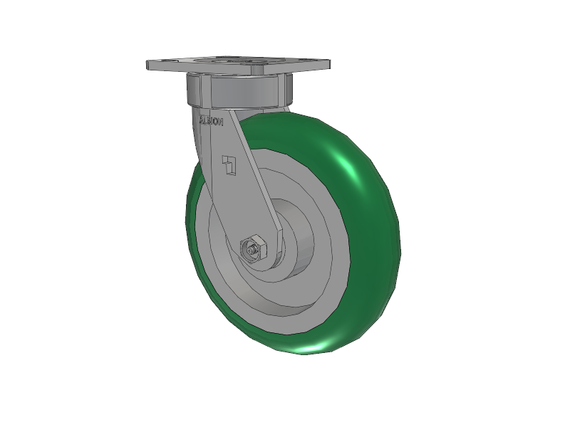 18 Series Top Plate Swivel Caster with 8 x 2 Green Tread on Aluminum Core PM - Round Polyurethane (Aluminum Core) Wheel
